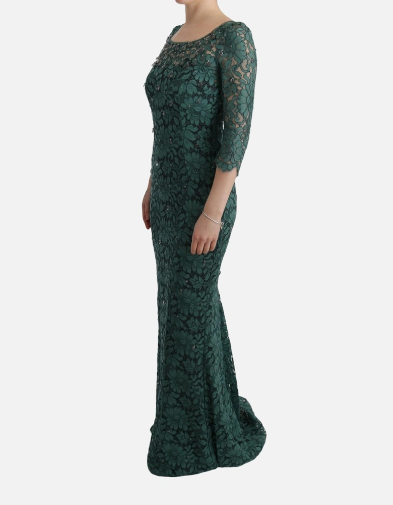 Lace Dress Floral Evening Gown Women - Green Dresses