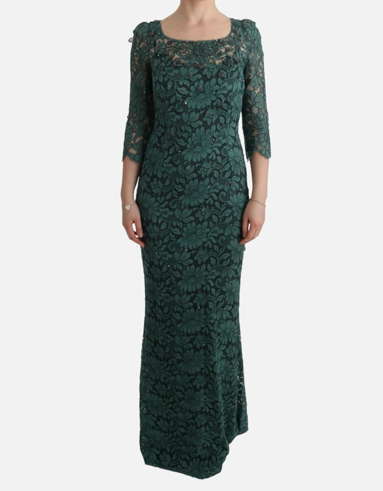 Lace Dress Floral Evening Gown Women - Green Dresses