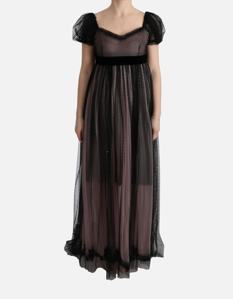 Tulle Maxi Dress with Velvet Waistband Women - Pink Dresses