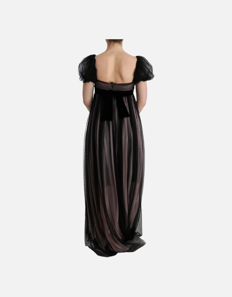 Tulle Maxi Dress with Velvet Waistband Women - Pink Dresses