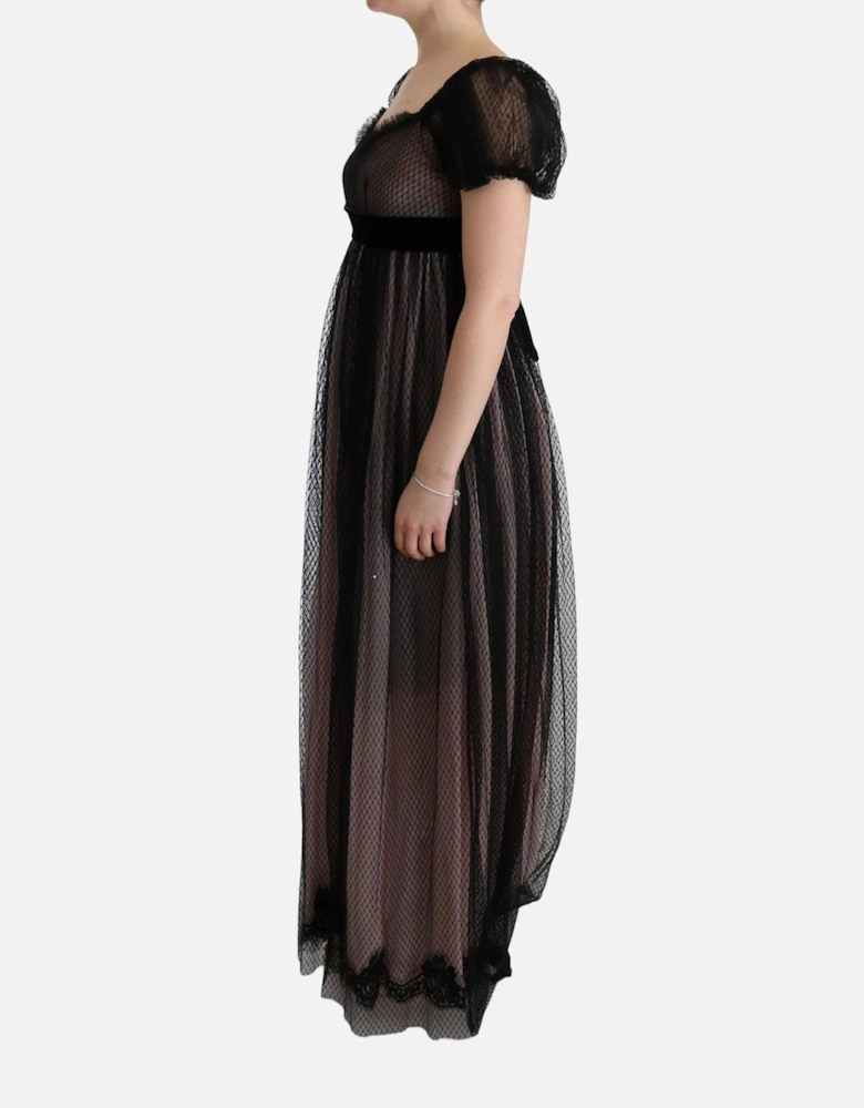 Tulle Maxi Dress with Velvet Waistband Women - Pink Dresses