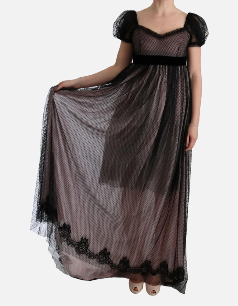 Tulle Maxi Dress with Velvet Waistband Women - Pink Dresses