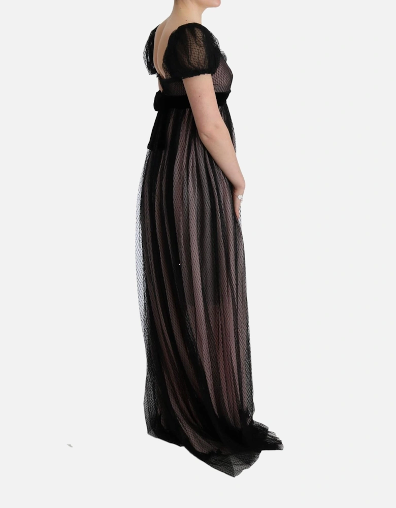 Tulle Maxi Dress with Velvet Waistband Women - Pink Dresses