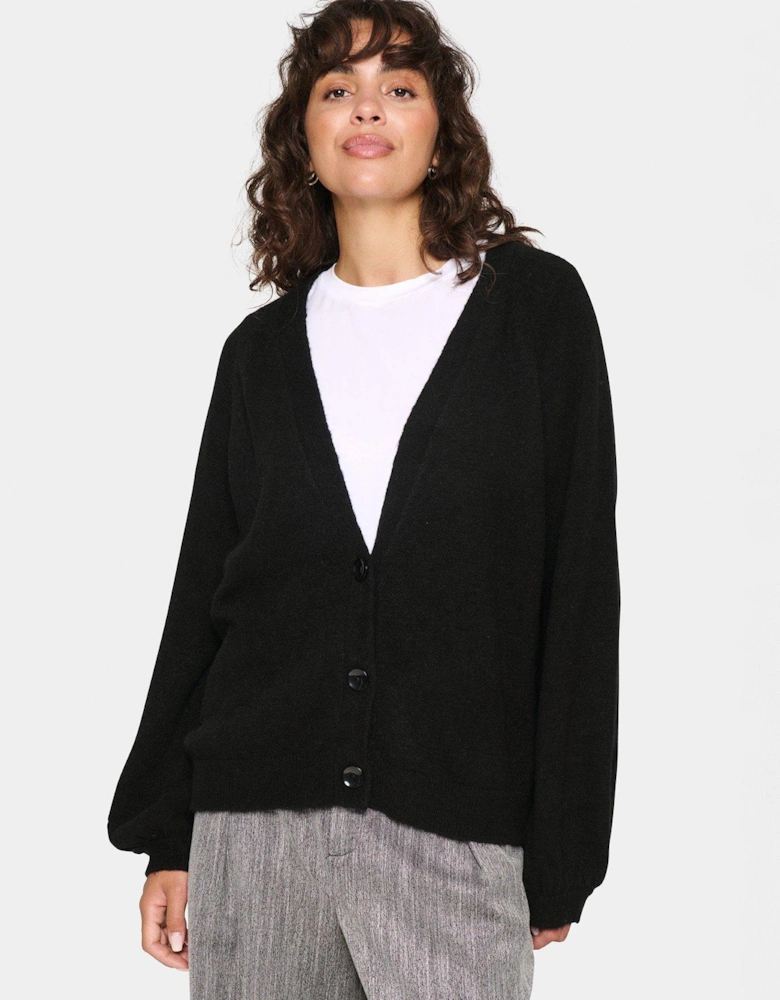 Garbiesz V-Neck Button Cardigan - Black