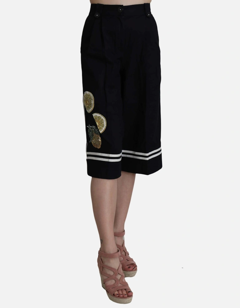 Dolce Gabbana Lemon Print Culotte Pants Women - Black Jeans