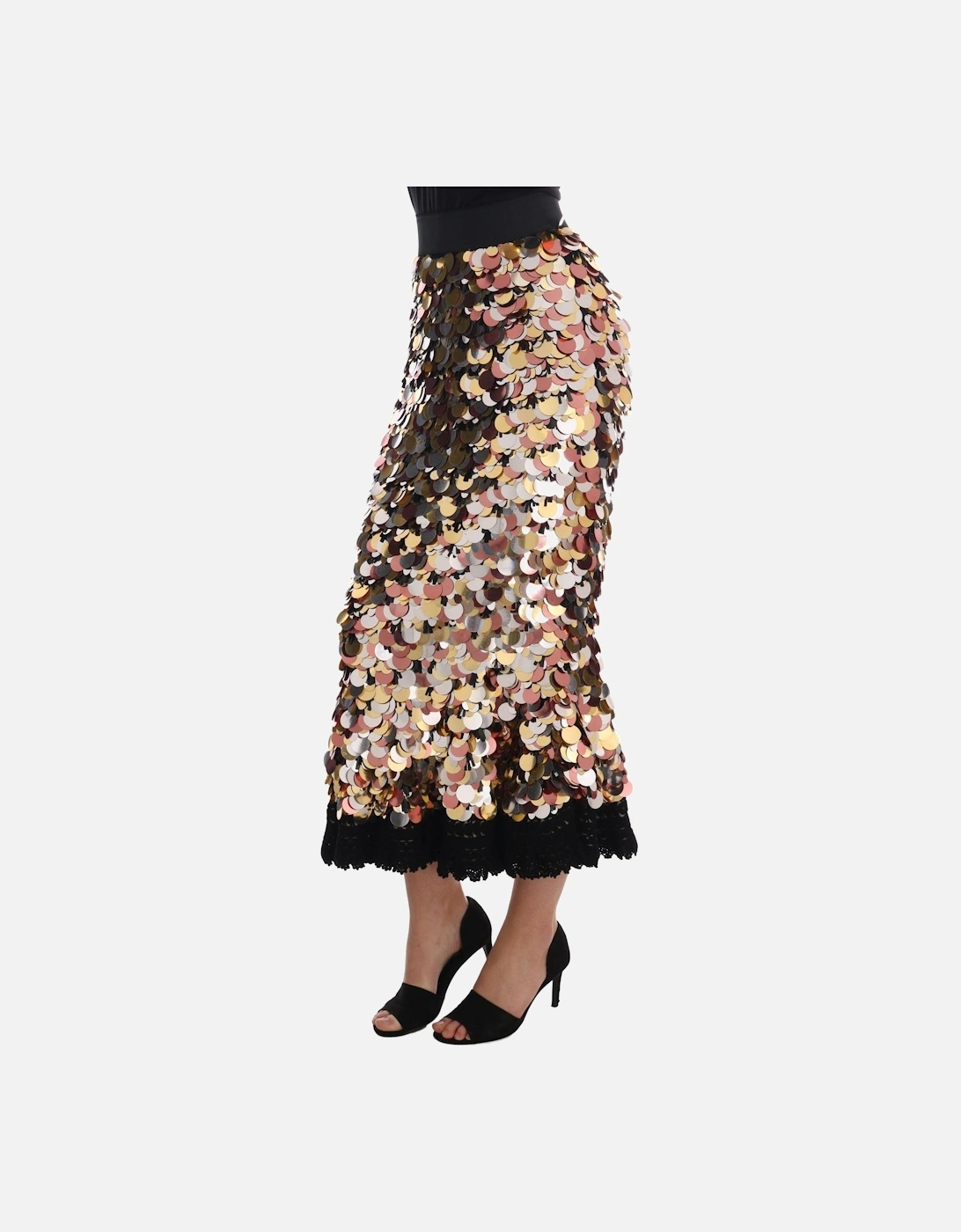 Dolce Gabbana Sequin Midi Skirt Women - Black