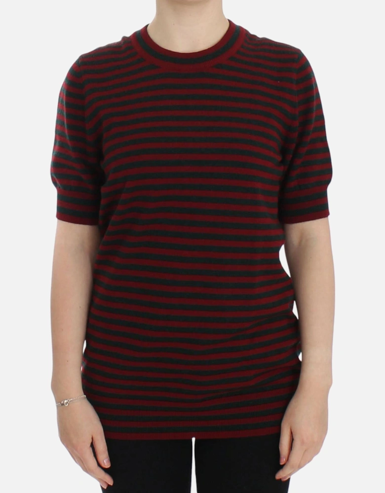 Striped Cashmere Pullover Sweater Women - Red