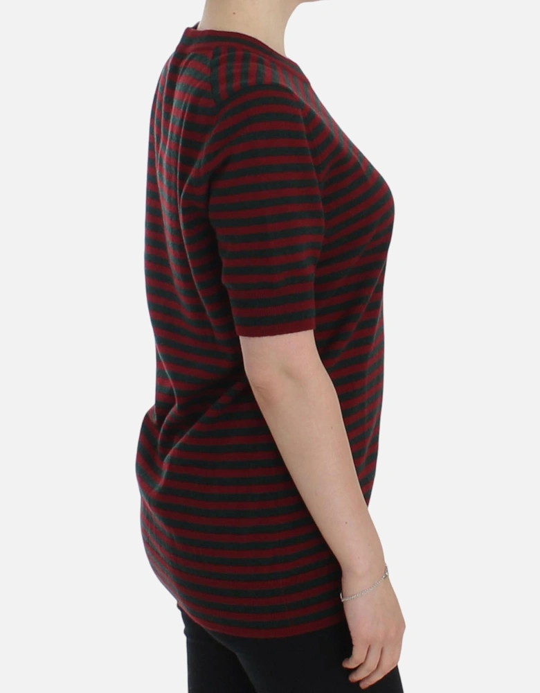 Striped Cashmere Pullover Sweater Women - Red