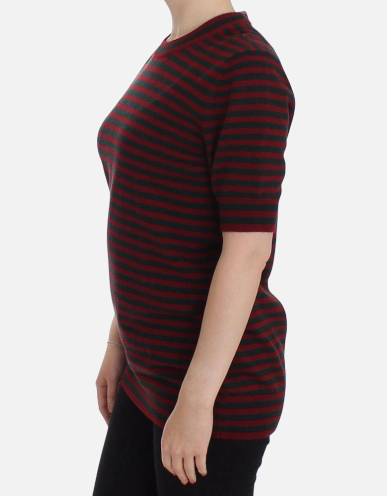 Striped Cashmere Pullover Sweater Women - Red