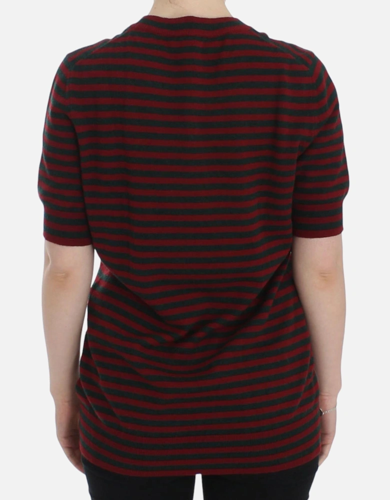 Striped Cashmere Pullover Sweater Women - Red