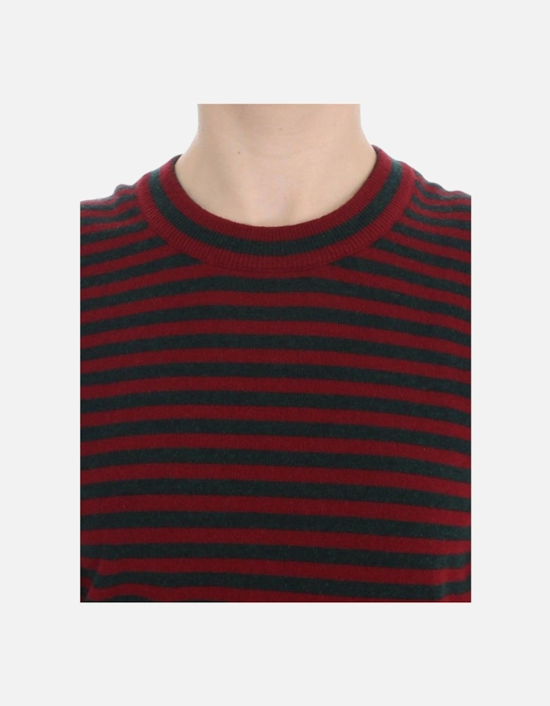 Striped Cashmere Pullover Sweater Women - Red