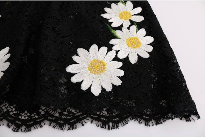 Daisy Embroidered Lace Dress Women - Black Dresses