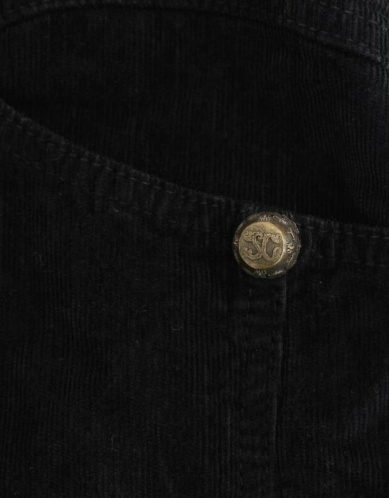 Pencil Skirt Black Corduroy Fitted Women