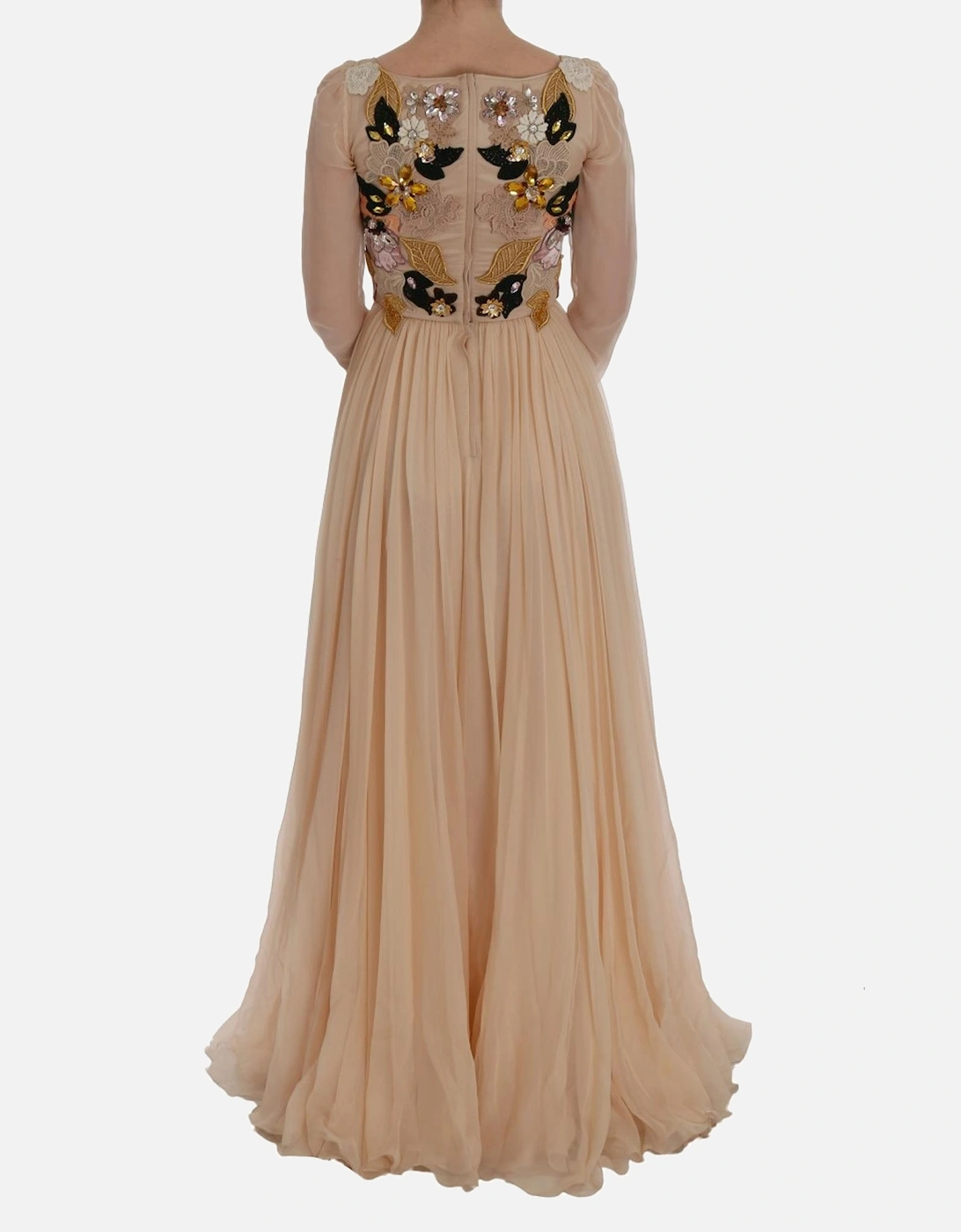 Floral Embellished Gown Long Sleeve Maxi Dress Women - Pink Dresses