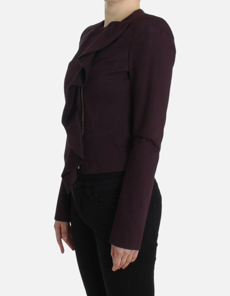 Cropped Ruffle Jacket Women - Purple Jackets