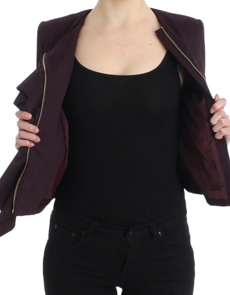 Cropped Ruffle Jacket Women - Purple Jackets