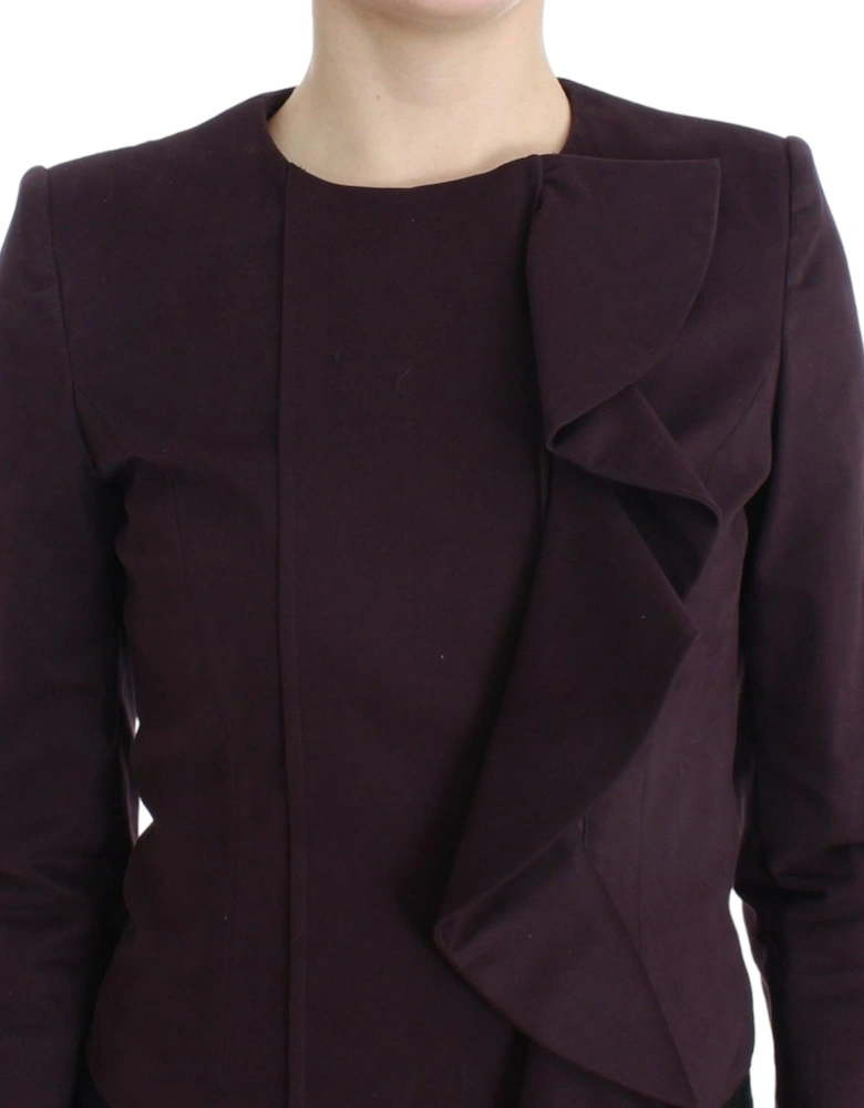 Cropped Ruffle Jacket Women - Purple Jackets