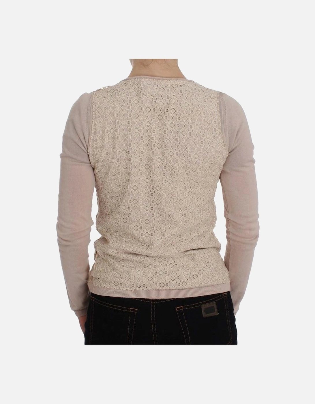 Lace Cardigan Long Sleeves Tie Front Women - Pink Sweaters