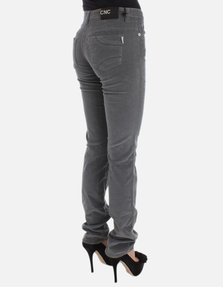 Pants Straight Leg Corduroy Women - Gray Jeans