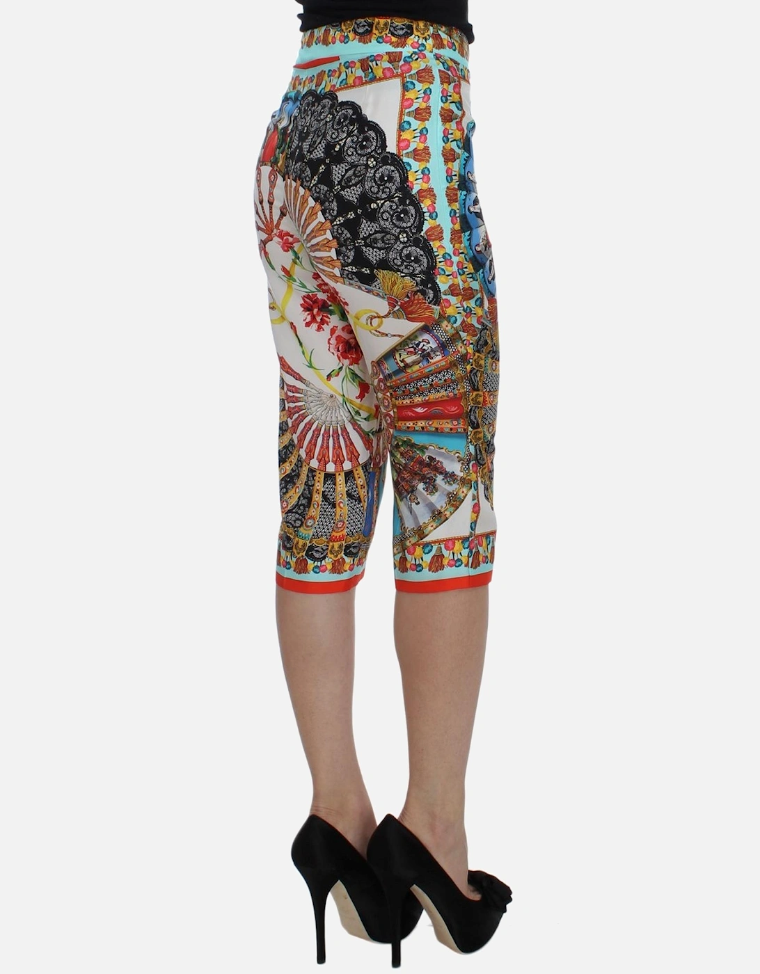 Dolce Gabbana Fan Print Silk Culottes Women - Multicolor Jeans