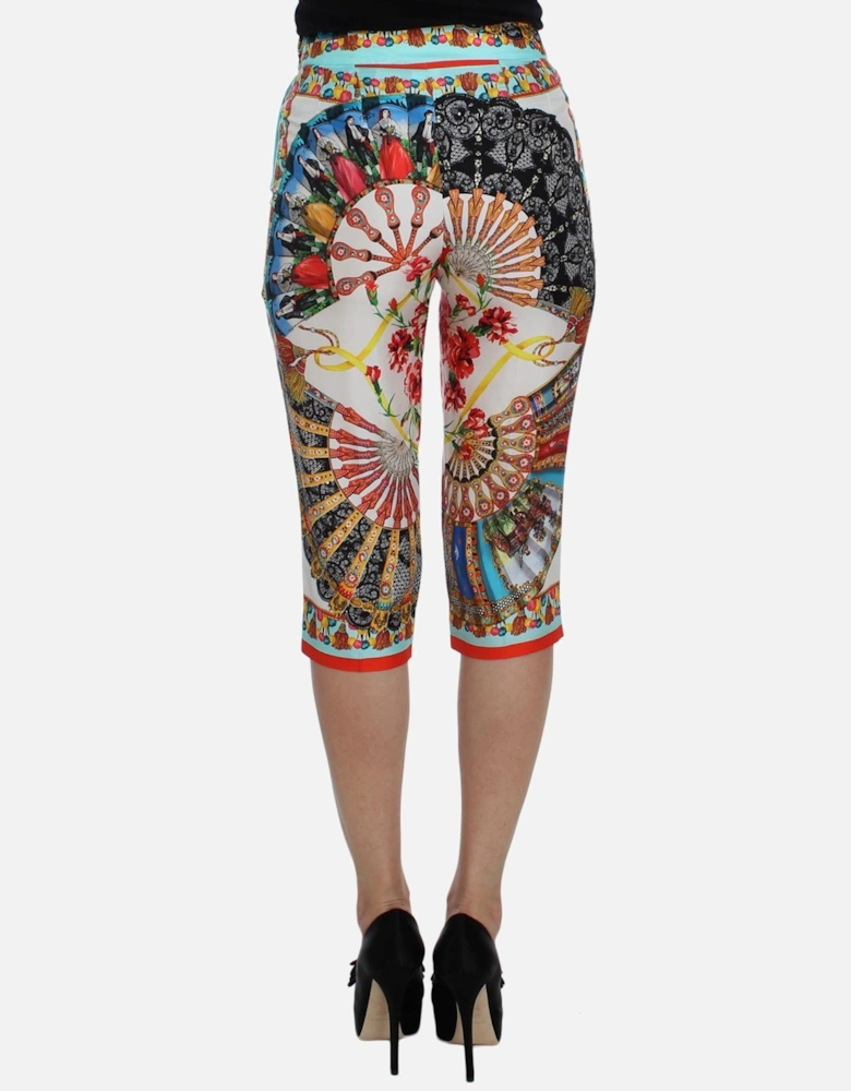 Dolce Gabbana Fan Print Silk Culottes Women - Multicolor Jeans