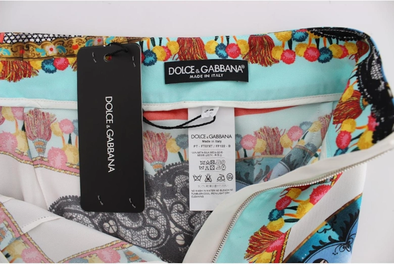 Dolce Gabbana Fan Print Silk Culottes Women - Multicolor Jeans