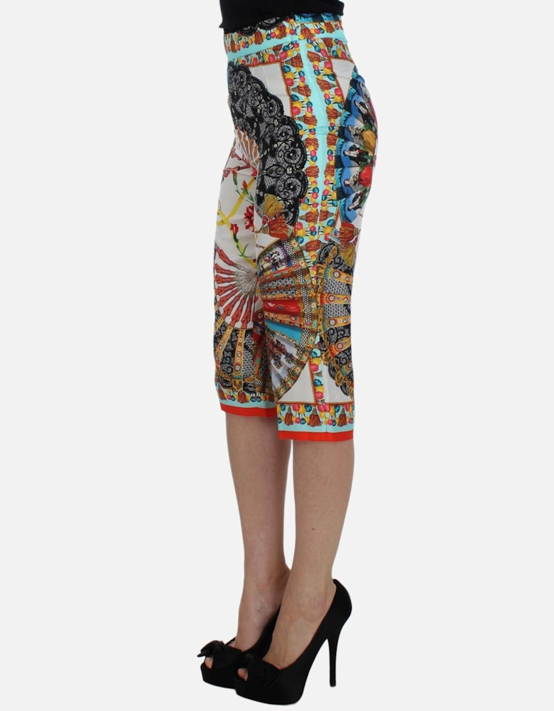 Dolce Gabbana Fan Print Silk Culottes Women - Multicolor Jeans