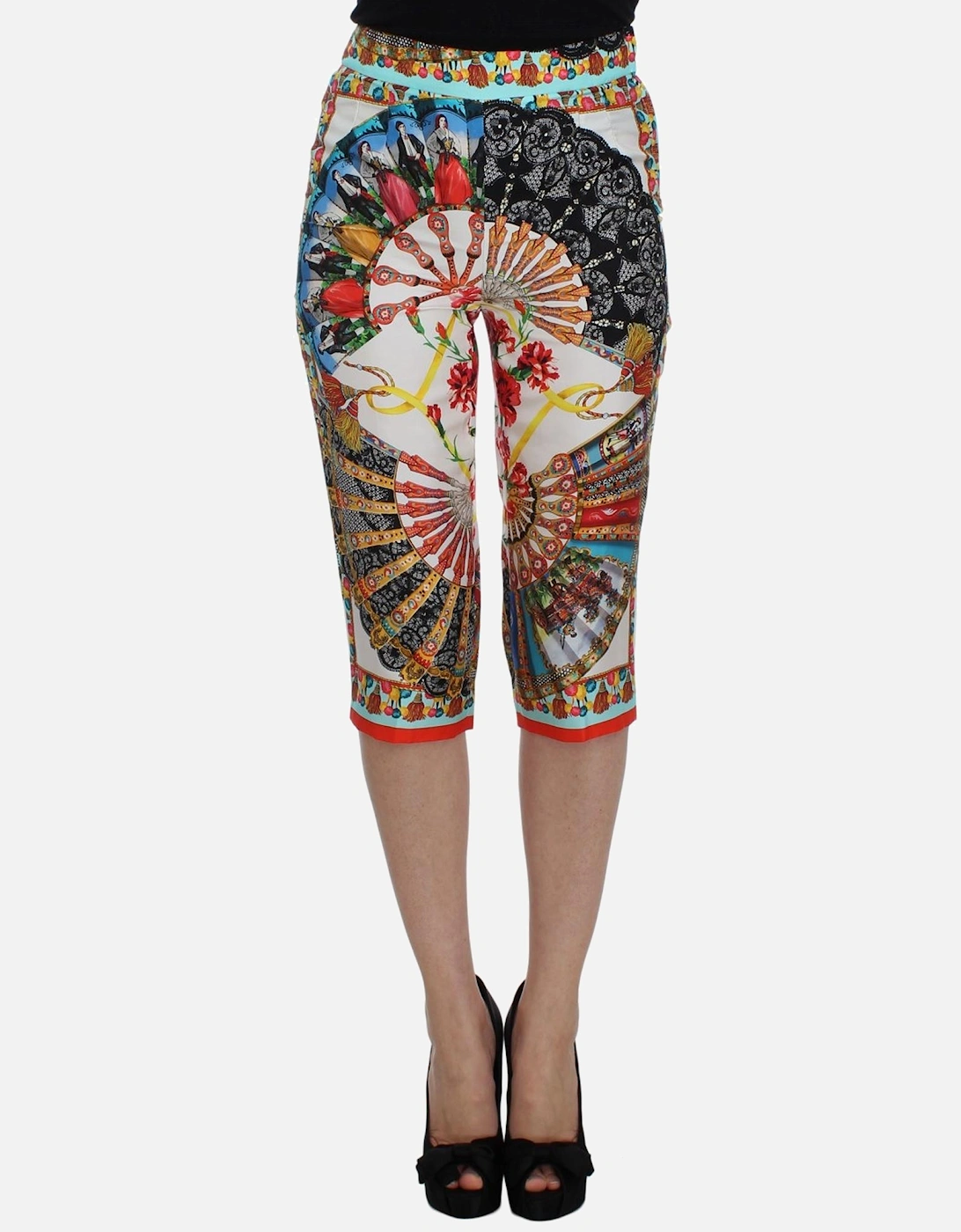 Dolce Gabbana Fan Print Silk Culottes Women - Multicolor Jeans, 7 of 6