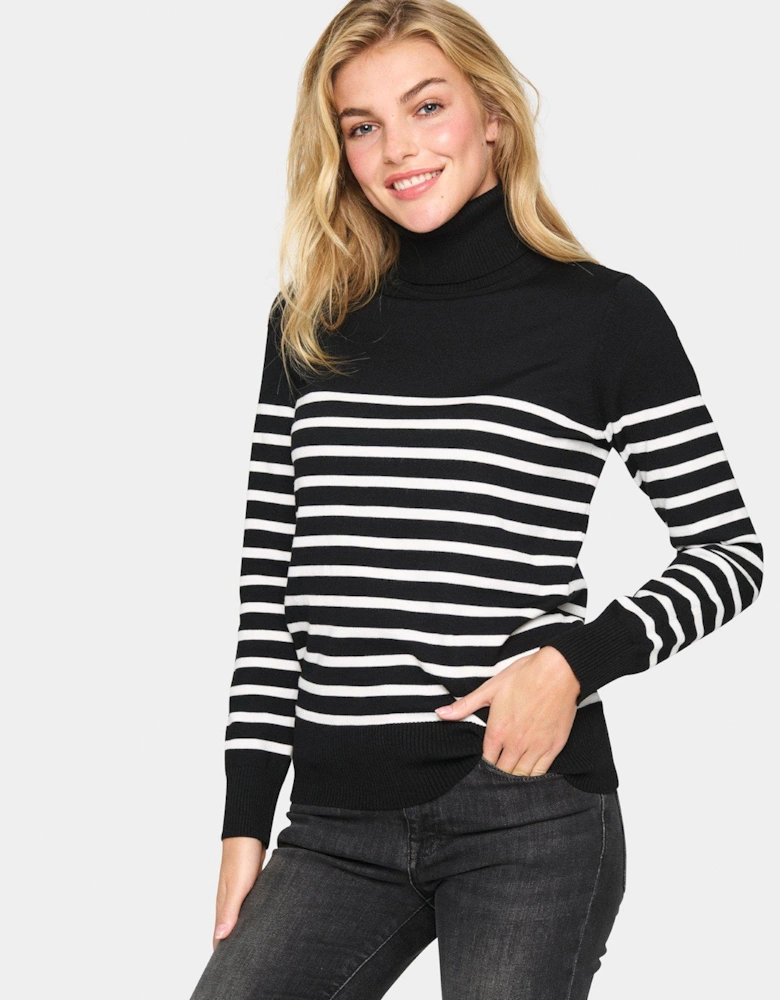 Milasz Rollneck Stripe Pullover - Black