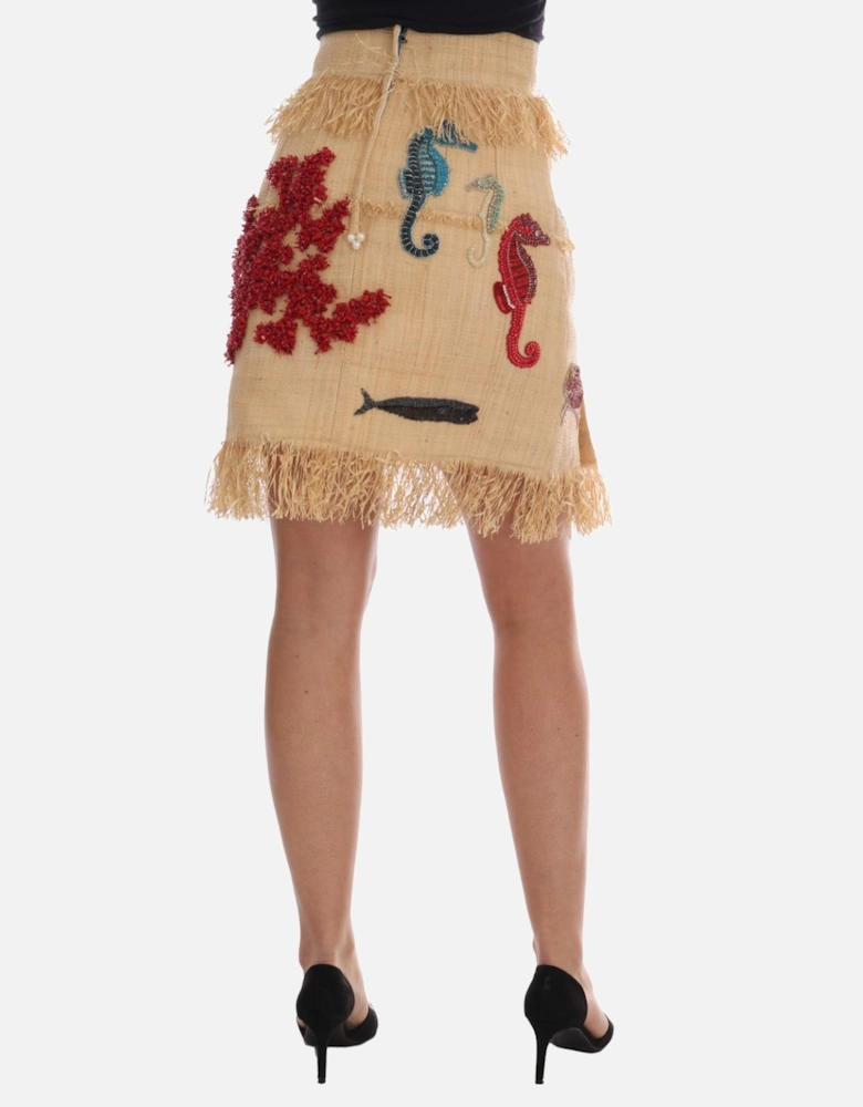 Dolce Gabbana Sea Creatures Mini Skirt Women - Beige