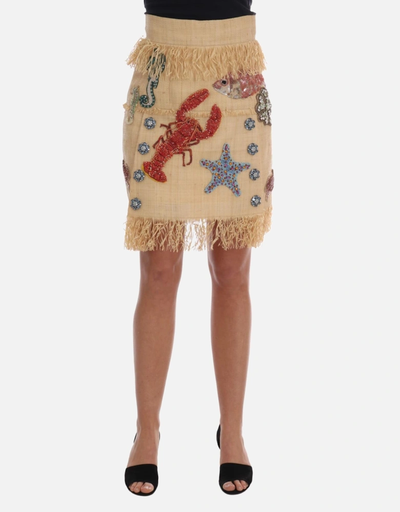 Dolce Gabbana Sea Creatures Mini Skirt Women - Beige