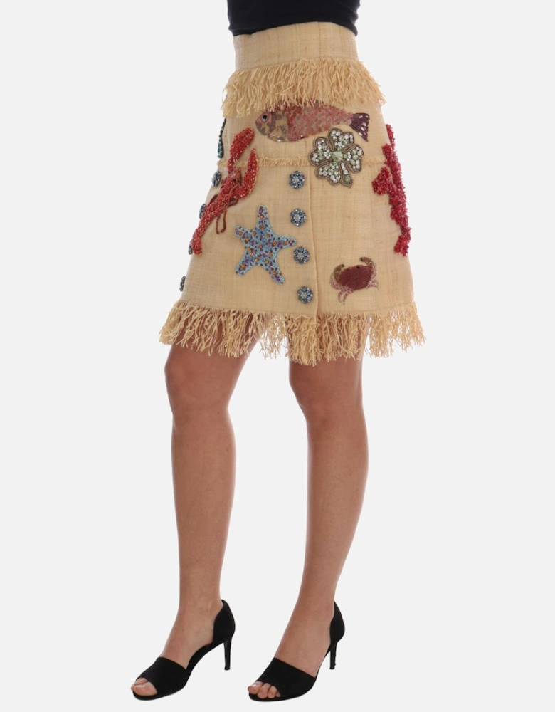 Dolce Gabbana Sea Creatures Mini Skirt Women - Beige