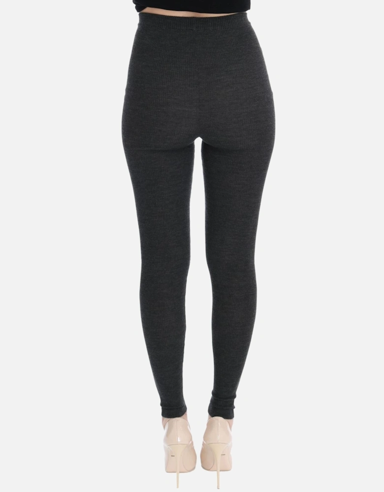 Ribbed Knit Leggings Women - Gray Pantyhose