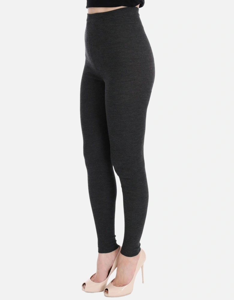 Ribbed Knit Leggings Women - Gray Pantyhose