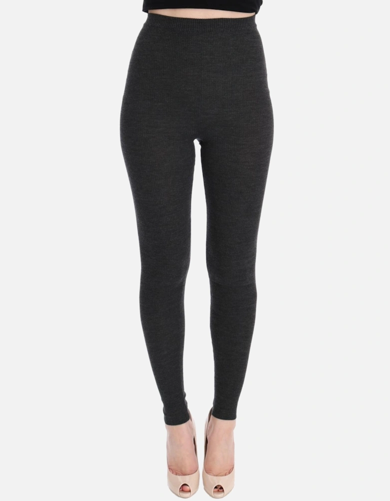 Ribbed Knit Leggings Women - Gray Pantyhose