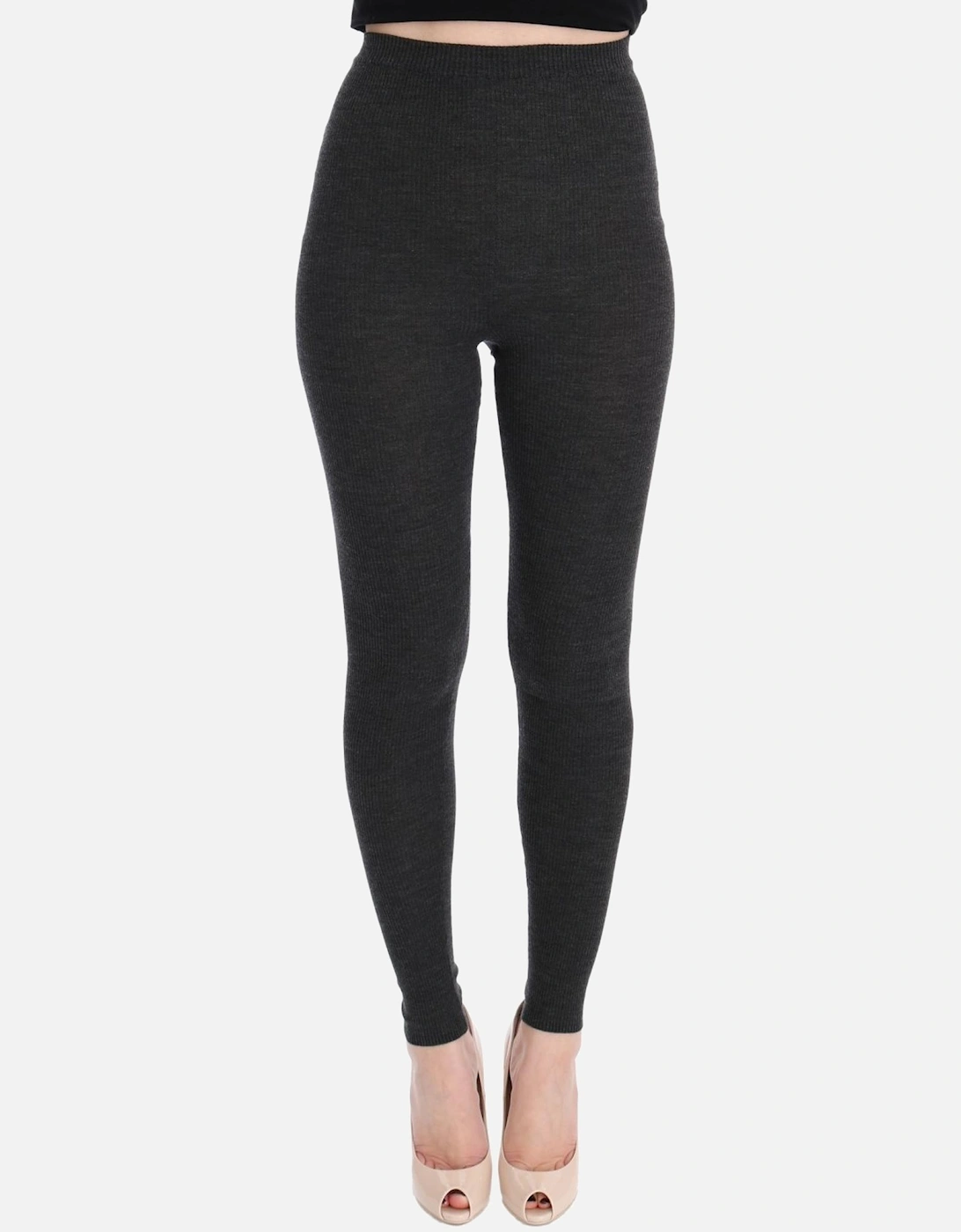 Ribbed Knit Leggings Women - Gray Pantyhose, 6 of 5