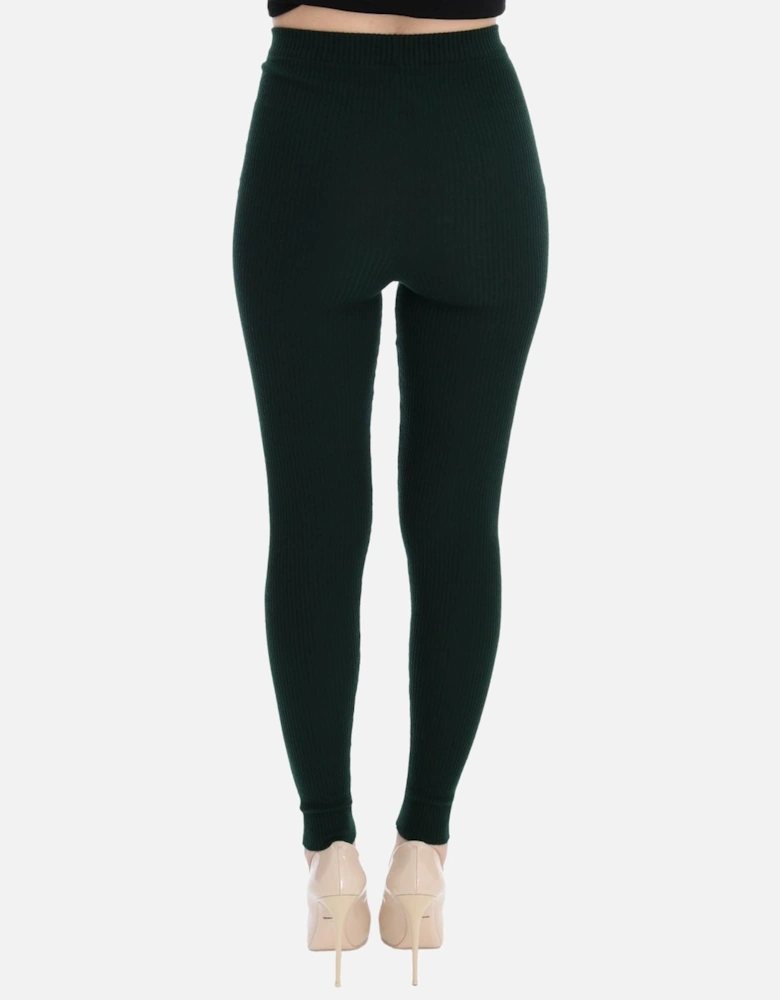 Ribbed Leggings StyleCasual Women - Green Pantyhose