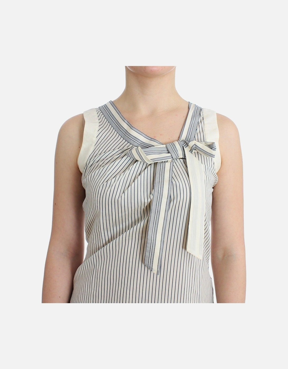 Striped Cotton-Silk Blend Bow Top Women - White T-Shirts