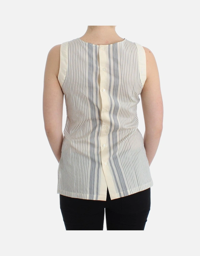 Striped Cotton-Silk Blend Bow Top Women - White T-Shirts