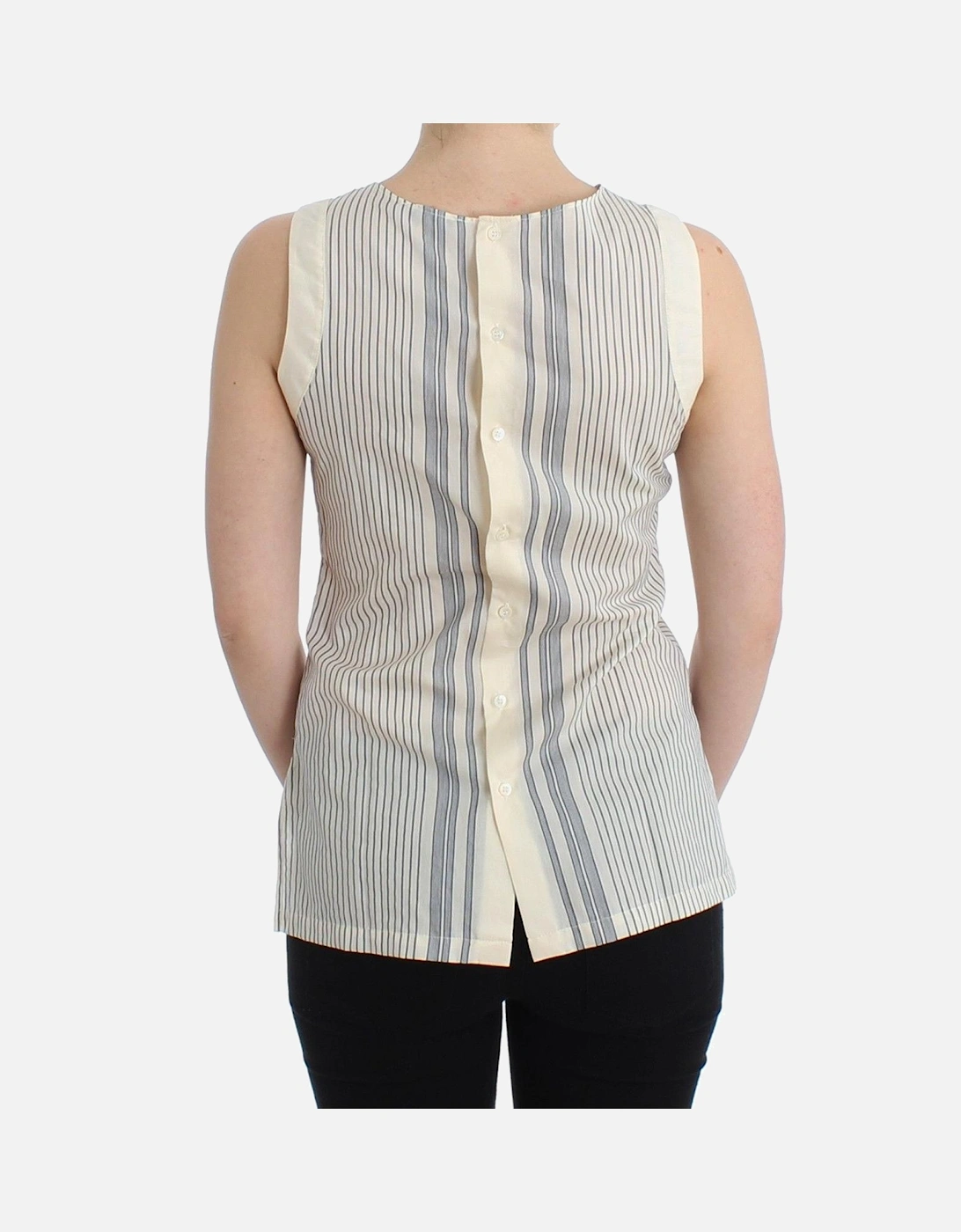 Striped Cotton-Silk Blend Bow Top Women - White T-Shirts