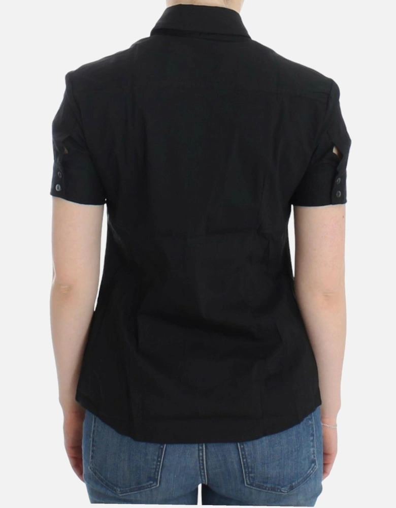 Galliano Short Sleeve Collared Shirt Women - Black T-Shirts