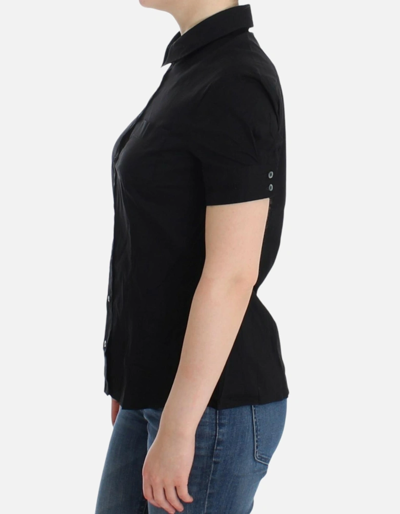 Galliano Short Sleeve Collared Shirt Women - Black T-Shirts
