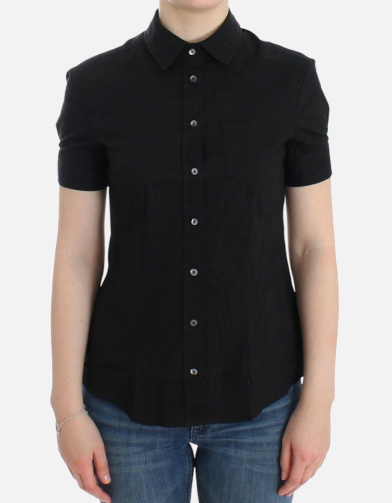 Galliano Short Sleeve Collared Shirt Women - Black T-Shirts
