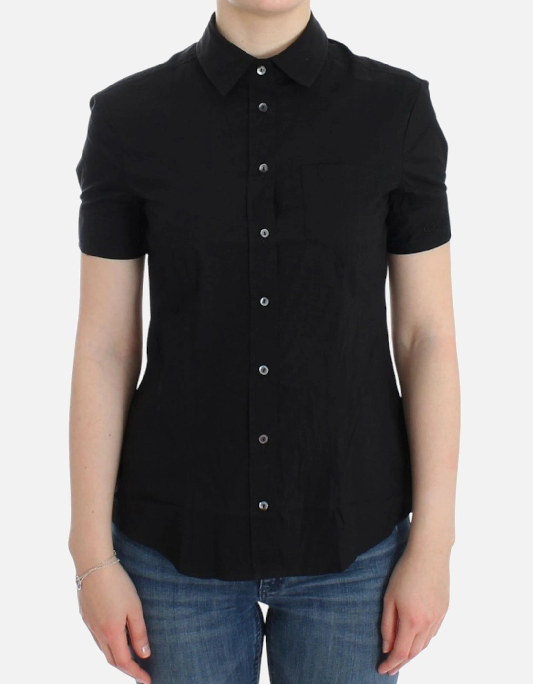 Galliano Short Sleeve Collared Shirt Women - Black T-Shirts, 7 of 6