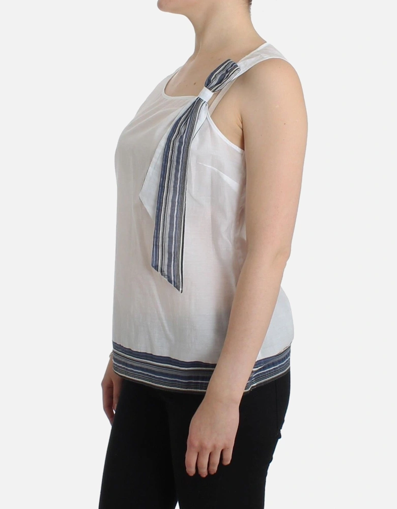 Cotton-Blend Bow Detail Sleeveless Top Women - White T-Shirts