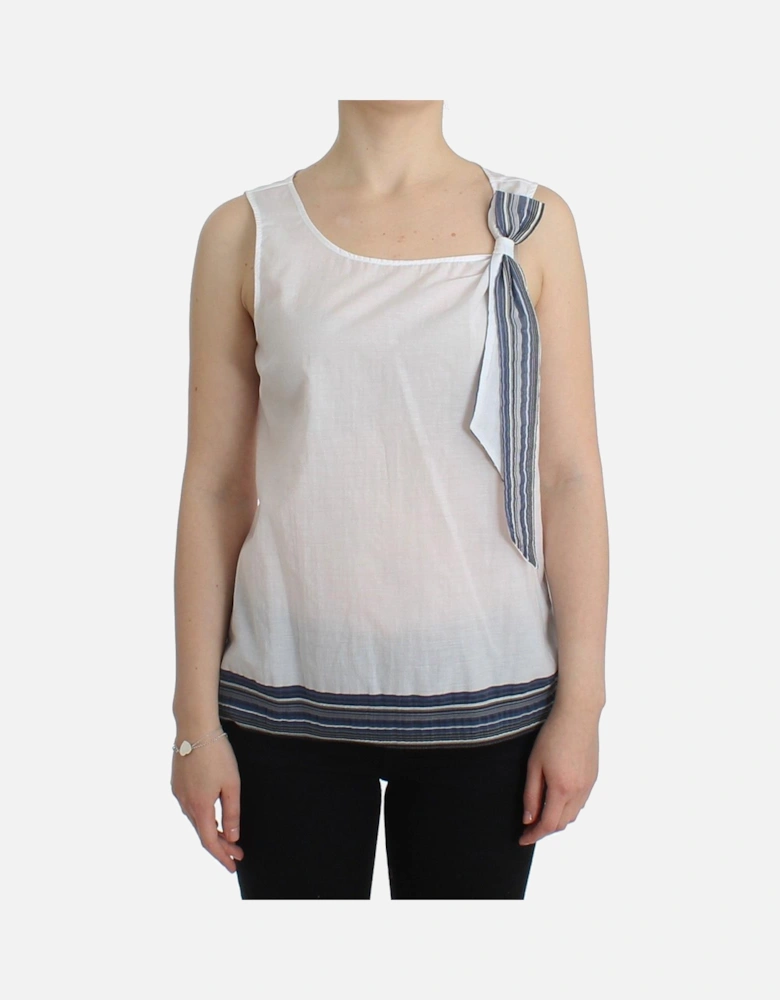 Cotton-Blend Bow Detail Sleeveless Top Women - White T-Shirts