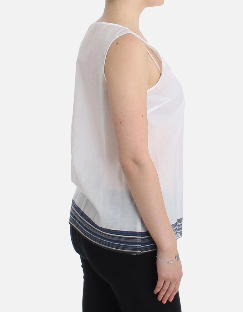 Cotton-Blend Bow Detail Sleeveless Top Women - White T-Shirts