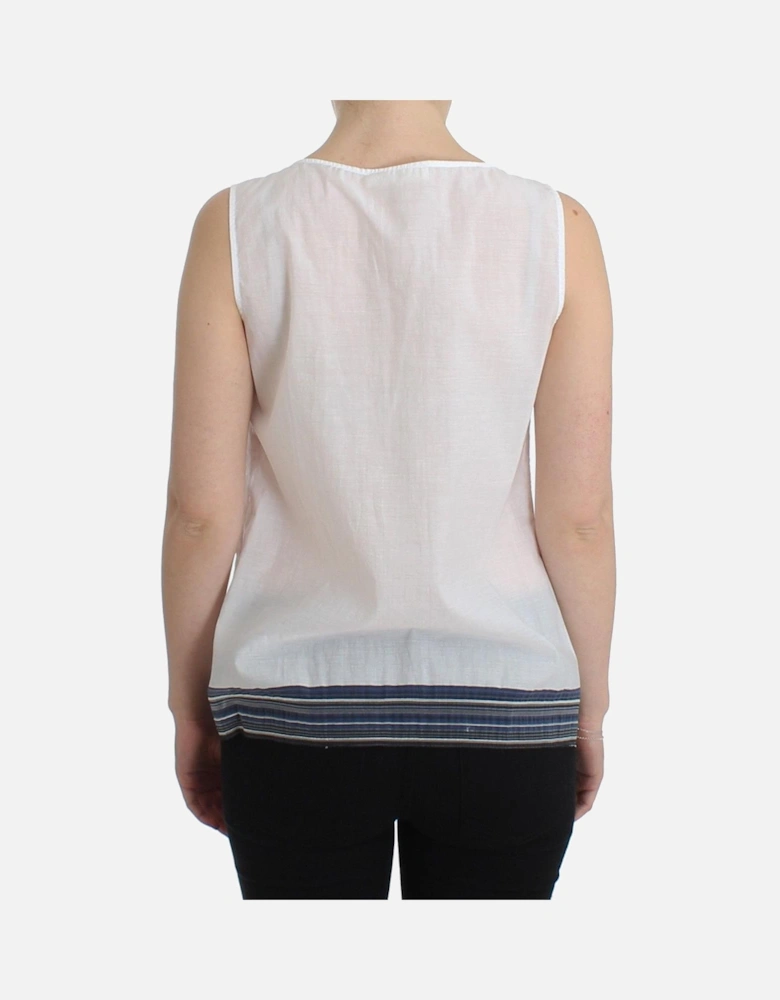 Cotton-Blend Bow Detail Sleeveless Top Women - White T-Shirts