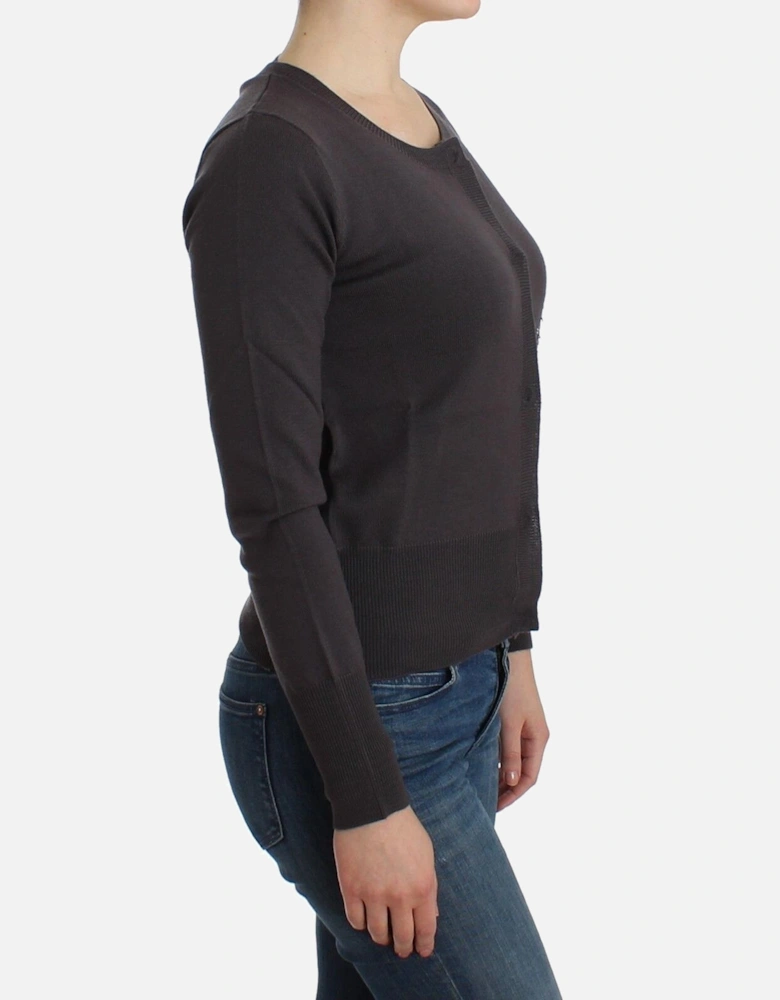 Sequined Wool Button-Up Cardigan Women - Purple Sweaters