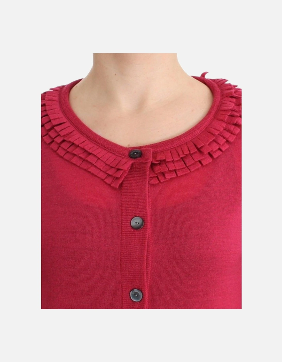 Ruffle Trim Cardigan Sweater Women - Pink